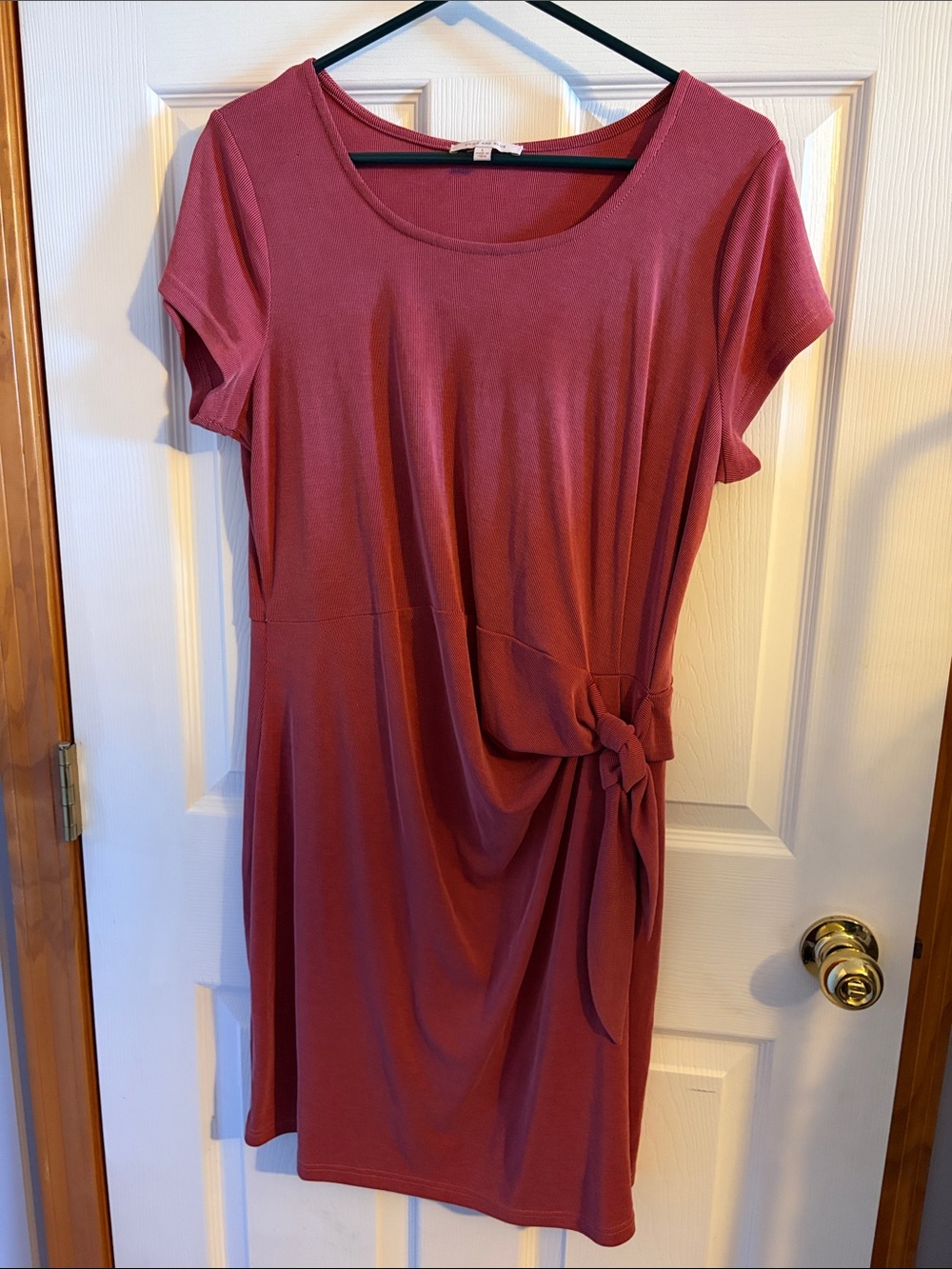 Skies Are Blue Rose Knot-Accent Short Sleeve Midi Dress